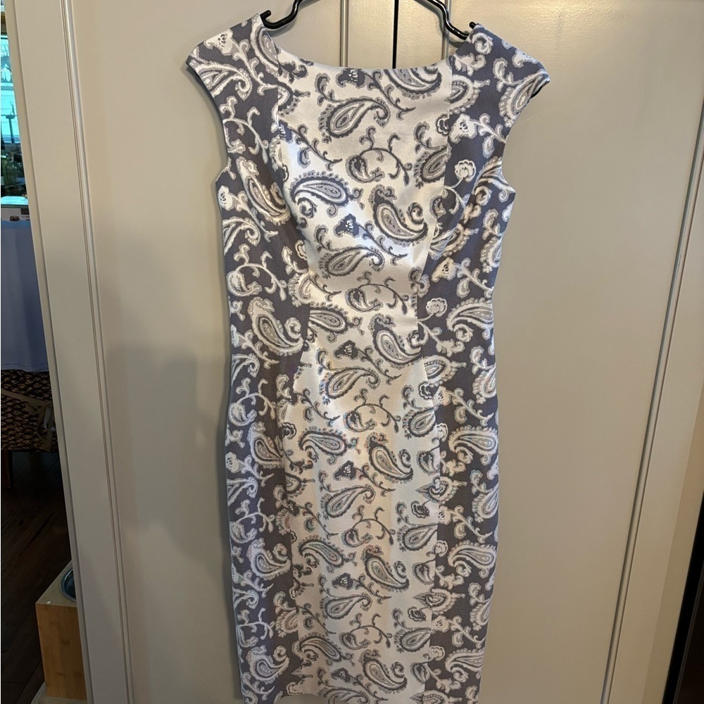 Yoana Baraschi Blue Elegant Paisley Print Dress sz 12